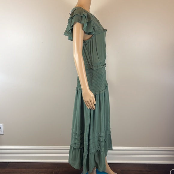 Sea New York Cecile Smocked Midi Dress Jade Green - Picture 6 of 8